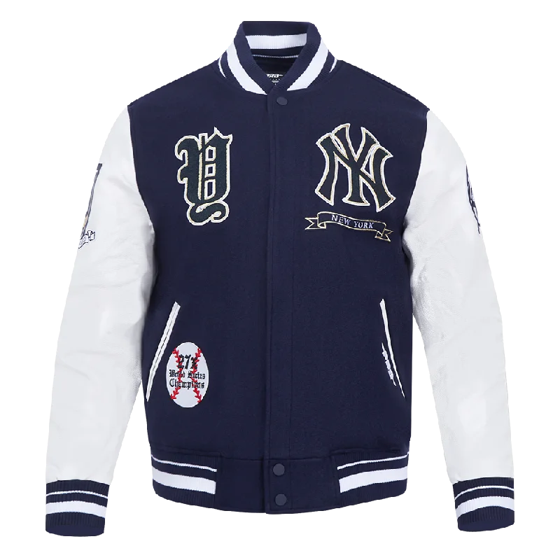 MLB NEW YORK YANKEES PRO PREP WOOL VARSITY JACKET (MIDNIGHT NAVY/WHITE)