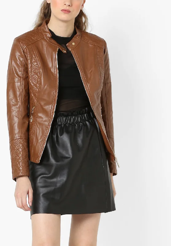 Women Real Lambskin Leather Biker Jacket KW566