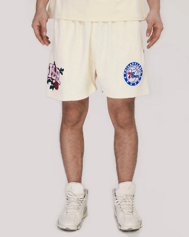 NBA PHILADELPHIA 76ERS ROSES MEN'S MESH SHORT (EGGSHELL)