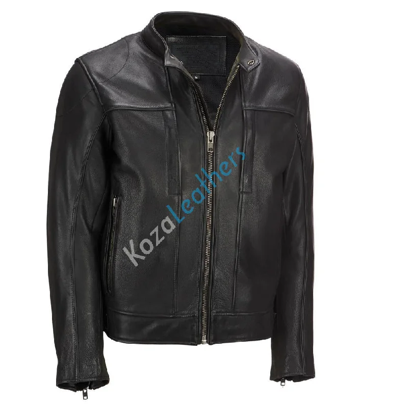 Koza Leathers Men's Genuine Lambskin Bomber Leather Jacket NJ044