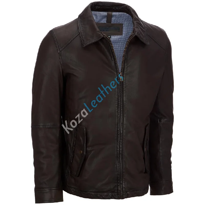 Koza Leathers Men's Genuine Lambskin Bomber Leather Jacket NJ029