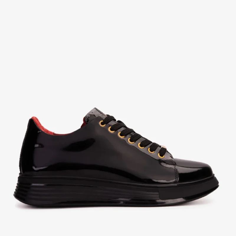 The Peklin Patent Black Leather Men Sneaker