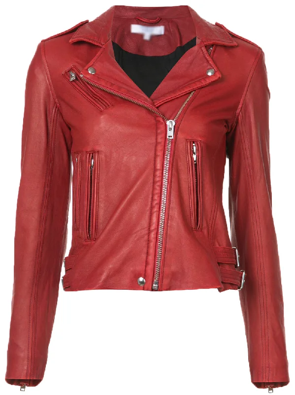 Women Real Lambskin Leather Biker Jacket KW527