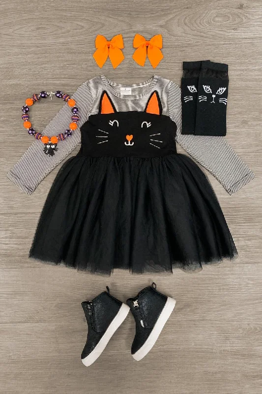 Striped Black Cat Tutu Dress