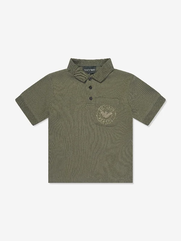 Emporio Armani Boys Logo Pocket Polo Shirt in Green