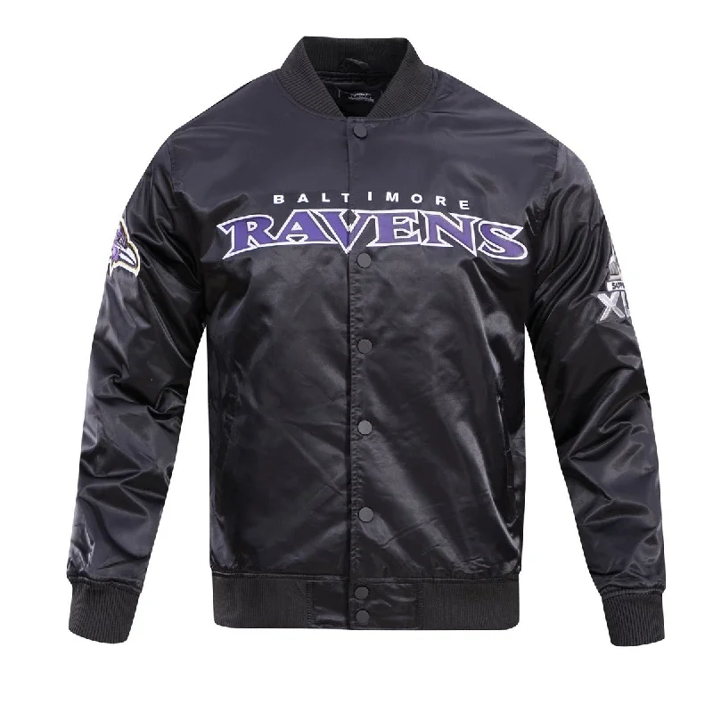 NFL BALTIMORE RAVENS BIG LOGO MEN'S SATIN JACKET (BLACK)