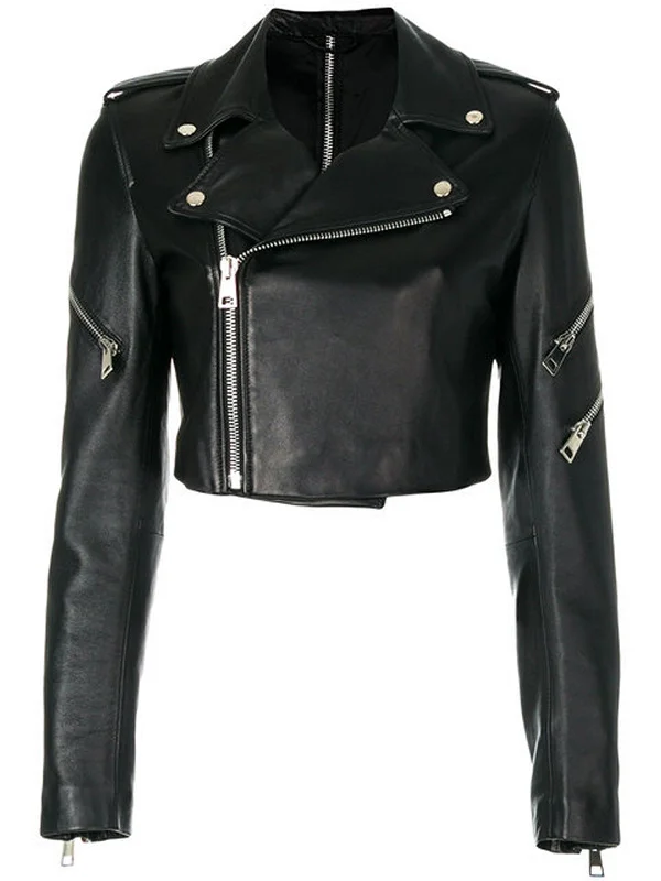 Women Real Lambskin Leather Biker Jacket KW551