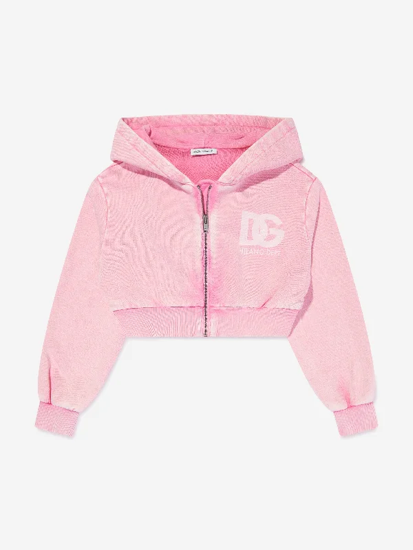 Dolce & Gabbana Girls Logo Zip Up Top in Pink