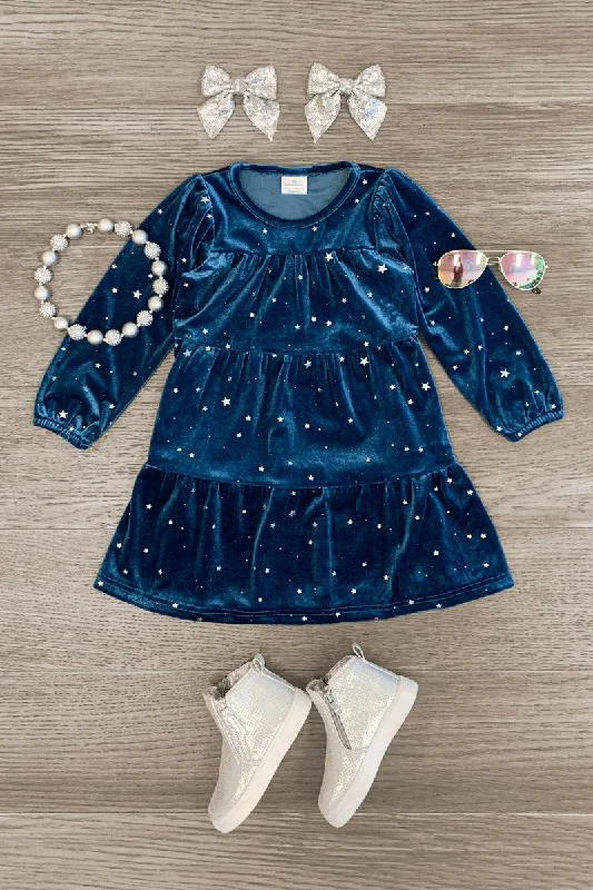 Stars & Blue Velvet Dress