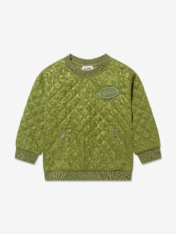 Moschino Boys Quilted Sweatshirt in Green