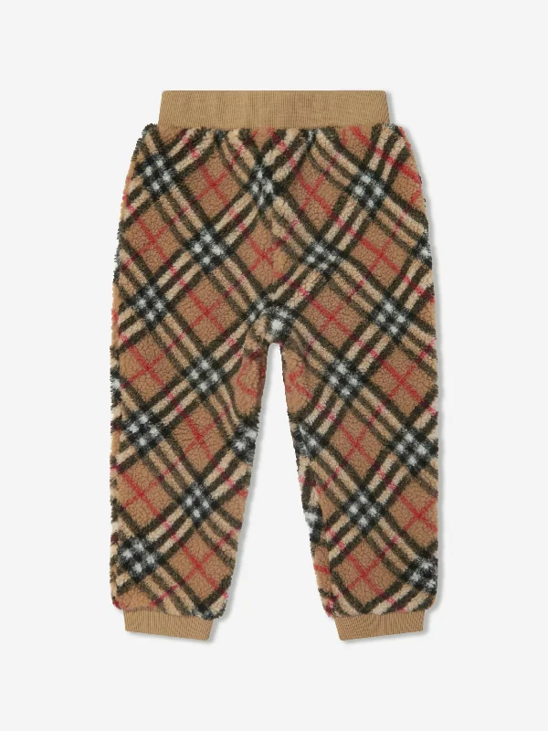 Burberry Kids Archive Check Fleece Joggers in Beige