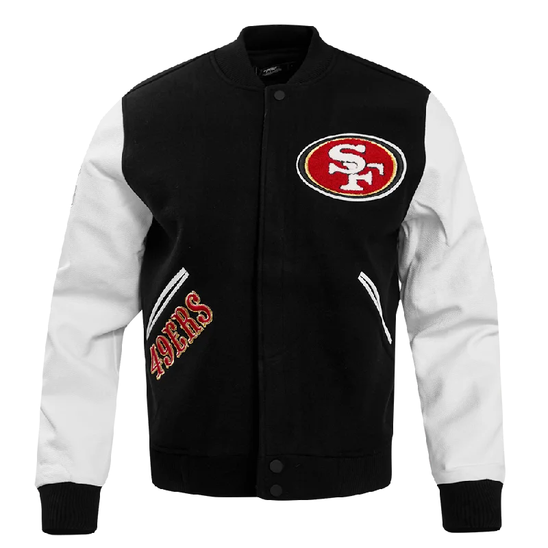 NFL SAN FRANCISCO 49ERS CLASSIC WOOL MEN'S VARSITY JACKET (BLACK/WHITE)