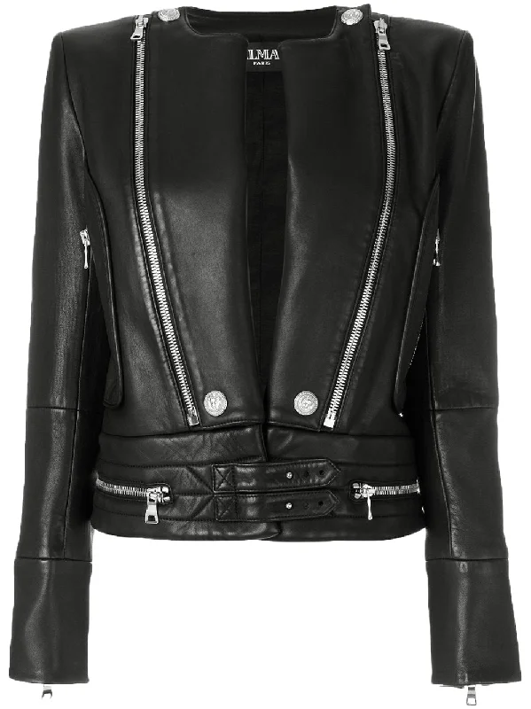 Women Real Lambskin Leather Biker Jacket KW531