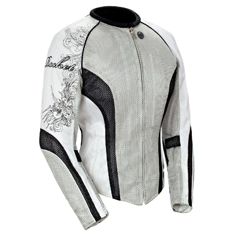 Close Out Joe Rocket 'Cleo 2.2' Womens Silver/Black/White Mesh Motorcycle Jacket - Size X-Large