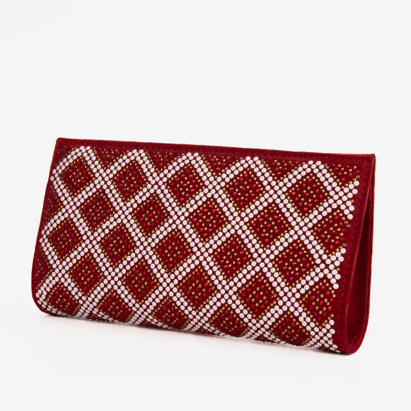 The Nampula Red Glitter Suede Leather Small Clutch