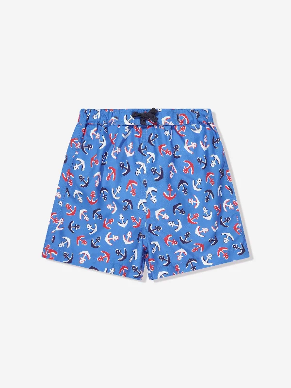 Rachel Riley Boys Anchor Swim Shorts in Blue