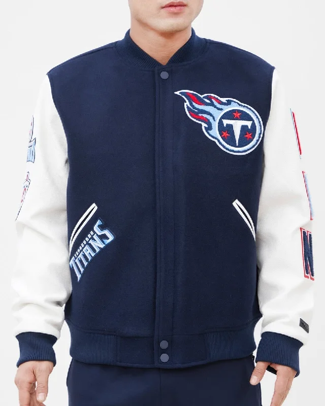 NFL TENNESSEE TITANS CLASSIC WOOL MEN'S VARSITY JACKET (MIDNIGHT NAVY/WHITE)