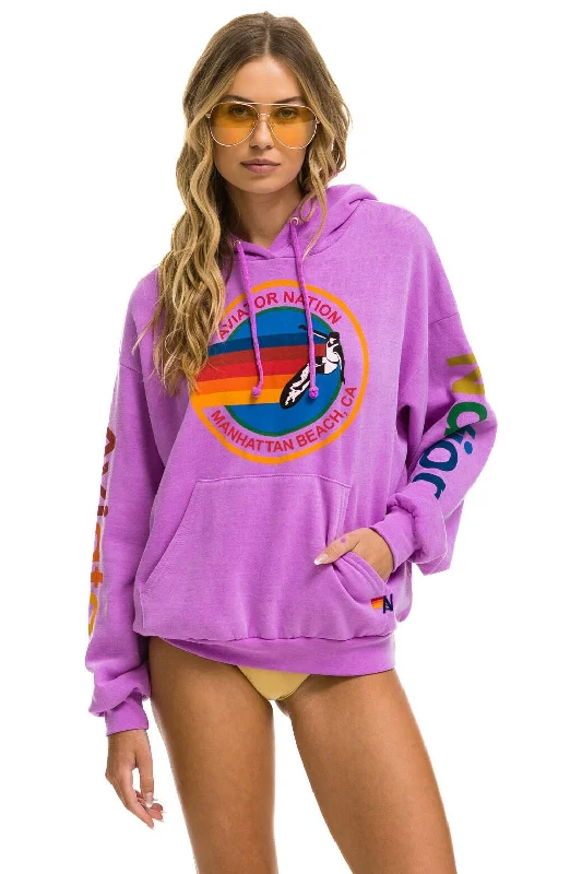 AVIATOR NATION MANHATTAN BEACH RELAXED PULLOVER HOODIE - NEON PURPLE