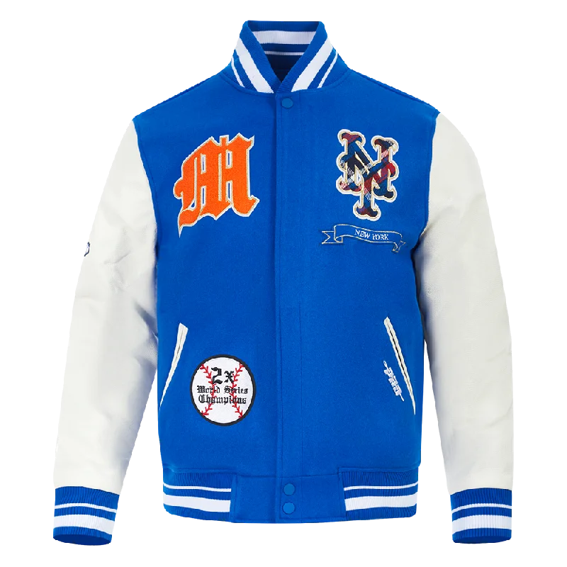 MLB NEW YORK METS PRO PREP WOOL VARSITY JACKET (ROYAL BLUE/WHITE)