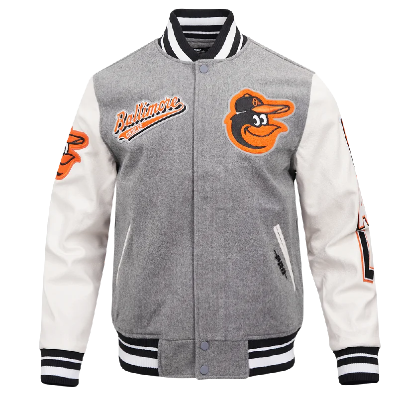 MLB BALTIMORE ORIOLES SCRIPT TAIL MEN'S RIB WOOL VARSITY (HEATHER GREY/WHITE/BLACK)