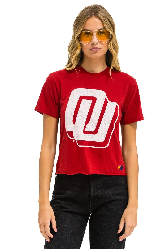 UNIVERSITY OF OKLAHOMA BOLT BOYFRIEND TEE - CRIMSON