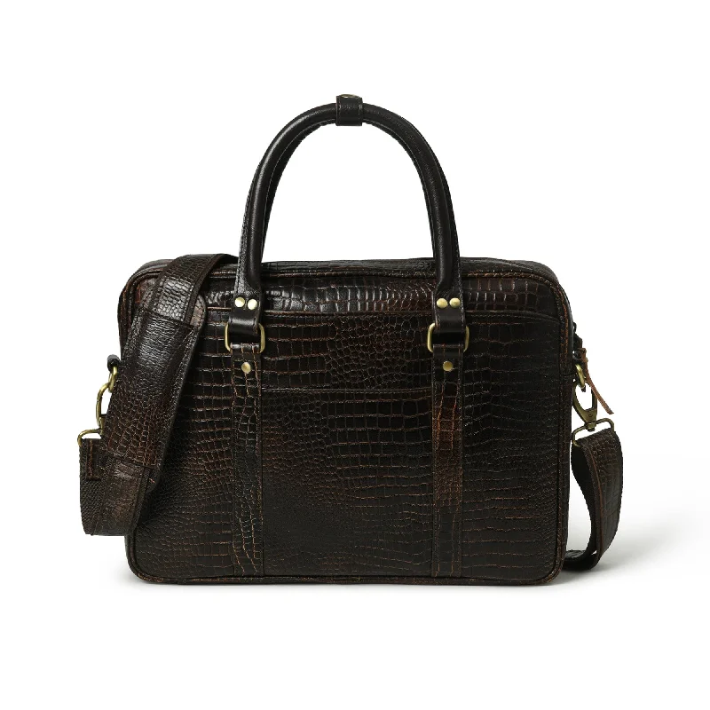 Croco Design Leather Briefcase 14"