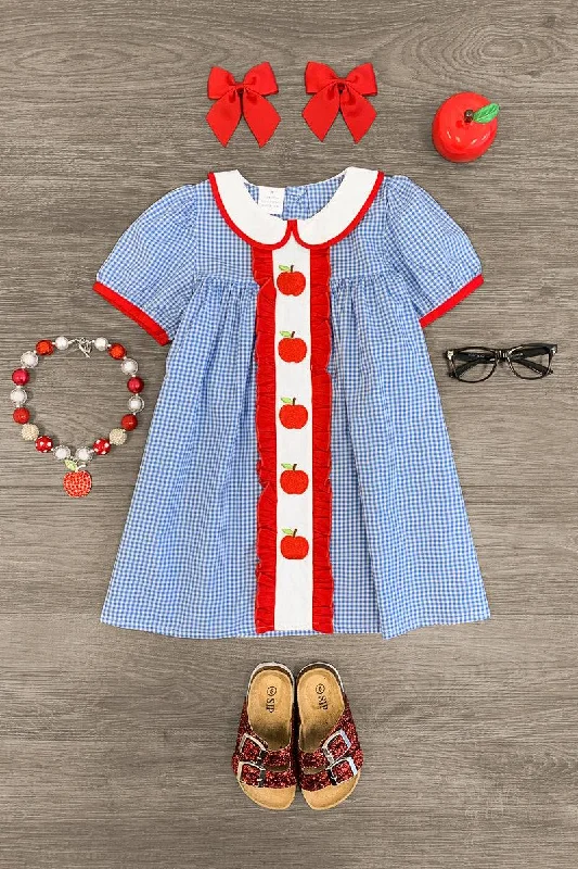 Blue Gingham Apple Collar Dress