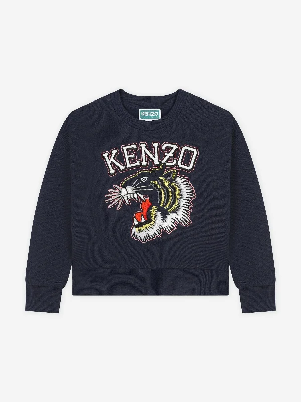 KENZO Girls Tiger Logo Sweatshirt in Navy