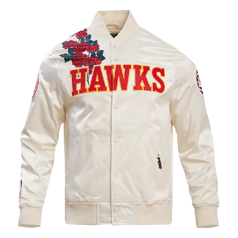 NBA ATLANTA HAWKS ROSES MEN'S SATIN JACKET (EGGSHELL / MULTI)