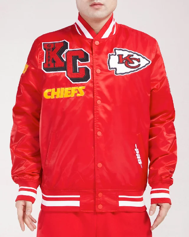 NFL KANSAS CITY CHIEFS MASHUP MEN'S RIB SATIN JACKET (RED)