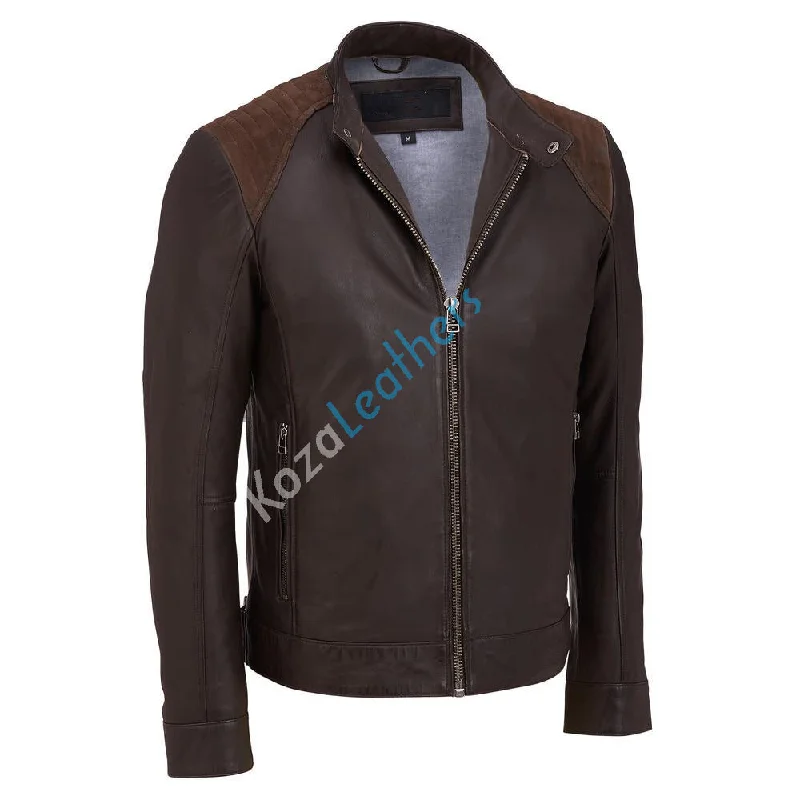 Koza Leathers Men's Genuine Lambskin Bomber Leather Jacket NJ023