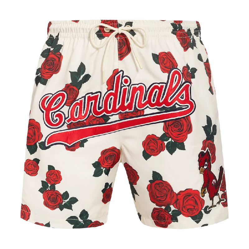 MLB ST. LOUIS CARDINALS RETRO ROSES AOP MEN'S WOVEN SHORT (EGGSHELL / MULTI)