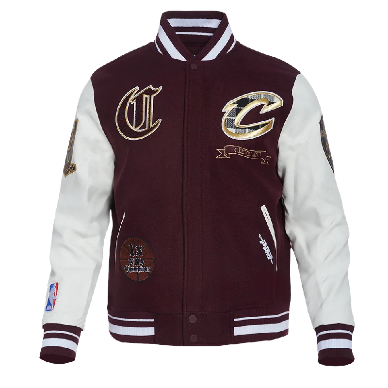 NBA CLEVELAND CAVALIERS PRO PREP MEN'S WOOL VARSITY JACKET (WINE/WHITE)