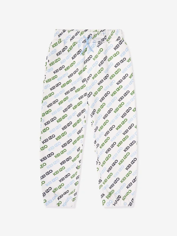 KENZO Boys Logo Print Joggers in Ivory