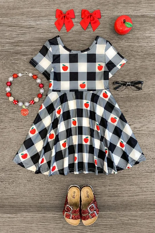 Black Gingham Apple Dress