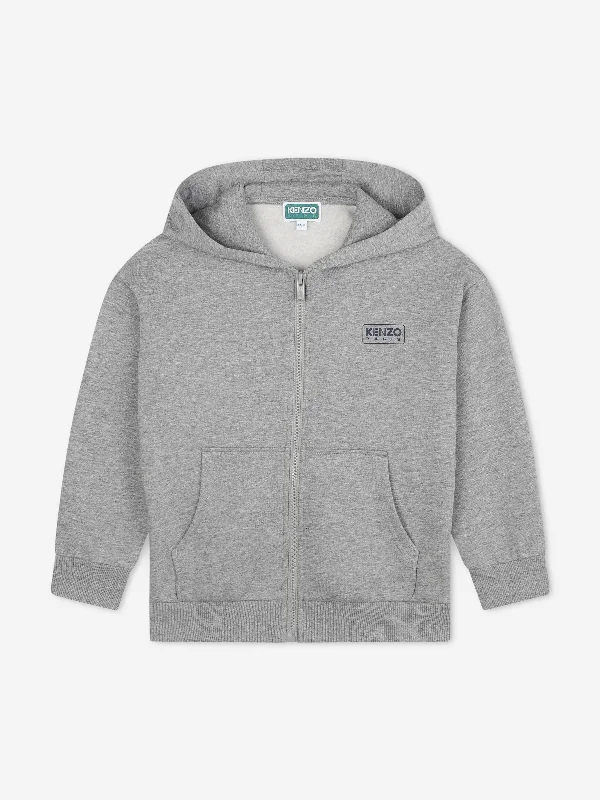 KENZO Boys Logo Zip Up Top in Grey