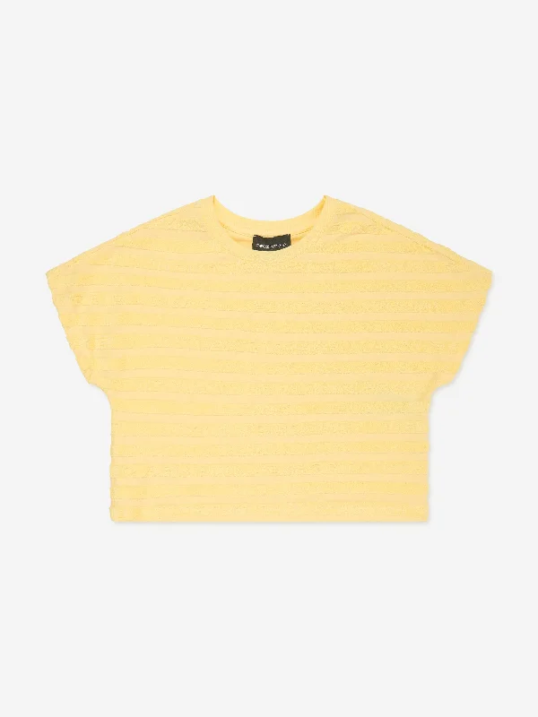 Emporio Armani Girls Striped Logo T-Shirt in Yellow