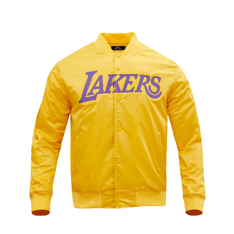 NBA LOS ANGELES LAKERS WORDMARK MEN'S SATIN JACKET (YELLOW)