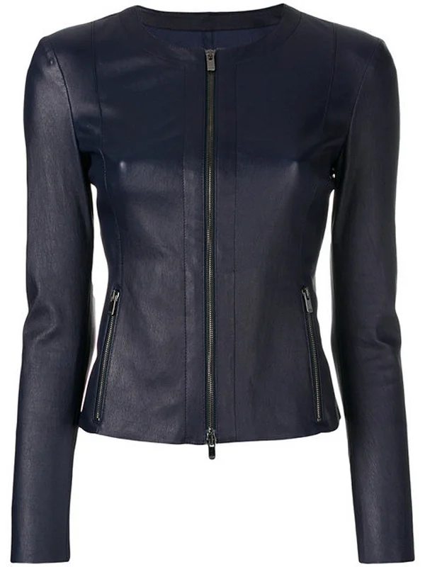 Women Real Lambskin Leather Biker Jacket KW546