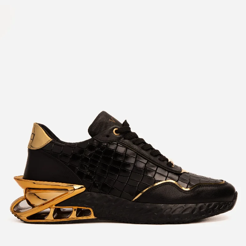 The Bellagio Black & Gold Leather Men Sneaker