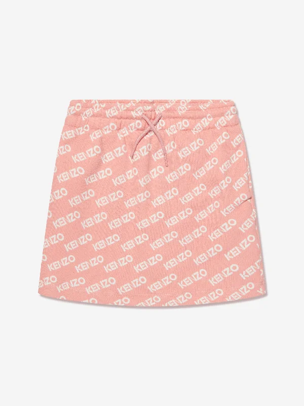 KENZO Girls Fleece Logo Skirt in Pink