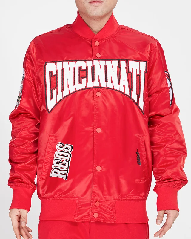 MLB CINCINATTI REDS CREST EMBLEM SATIN JACKET (RED)