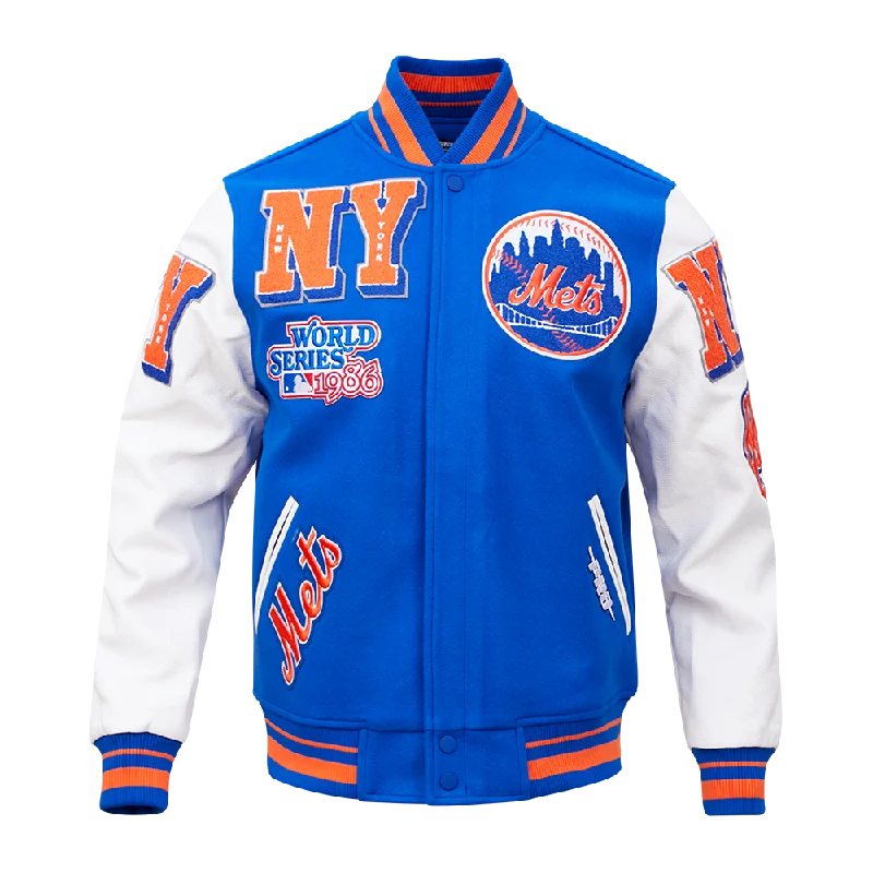 MLB NEW YORK METS MASH UP LOGO VARSITY JACKET (ROYAL/WHITE)