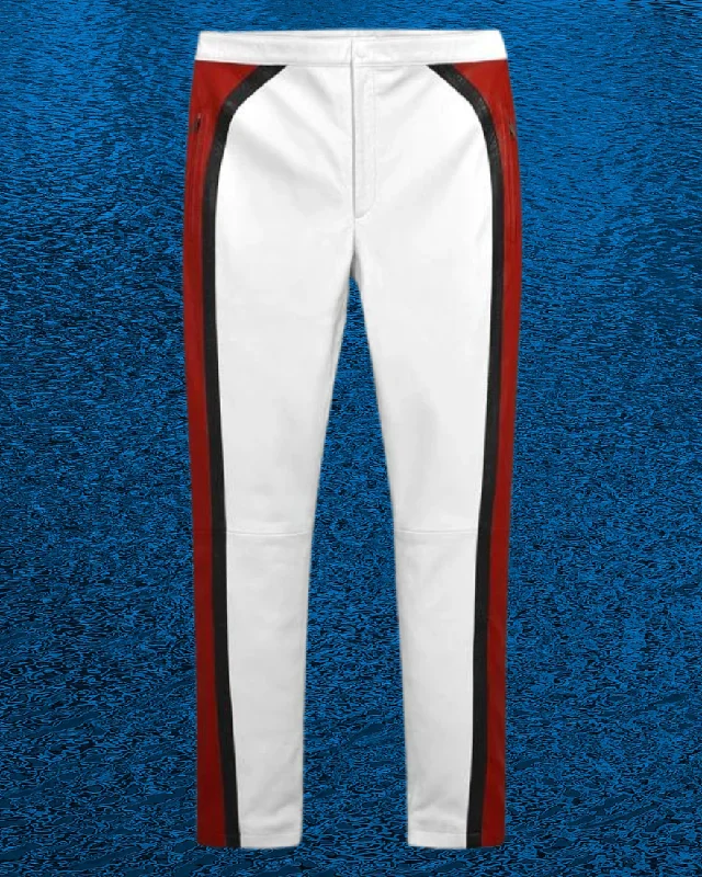 Mens White Leather Pants