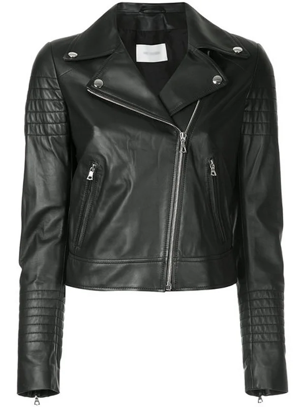 Women Real Lambskin Leather Biker Jacket KW549