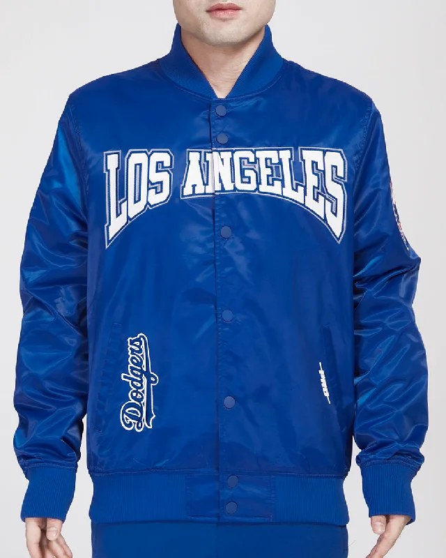 MLB LOS ANGELES DODGERS CREST EMBLEM SATIN JACKET (DODGER BLUE)