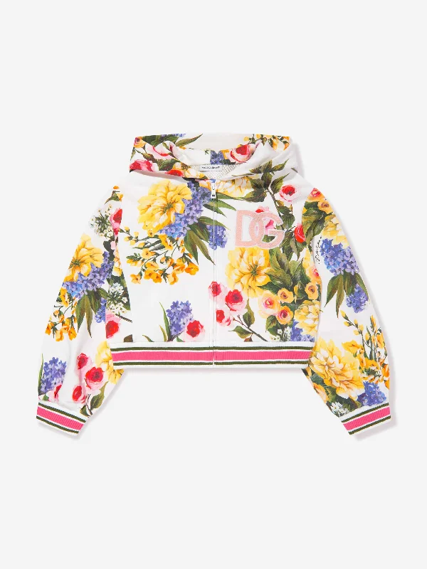 Dolce & Gabbana Girls Flower Print Zip Up Top in Multicolour