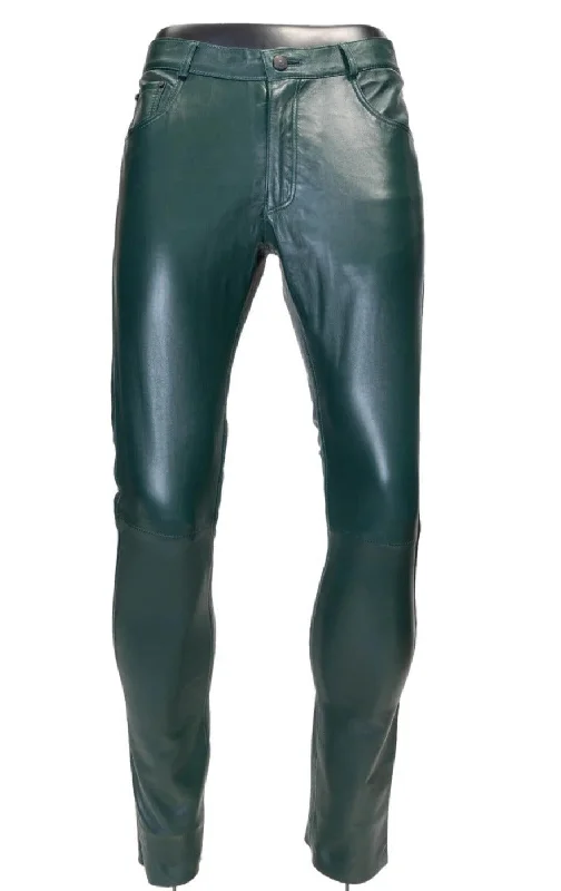 Mens Green Leather Pants