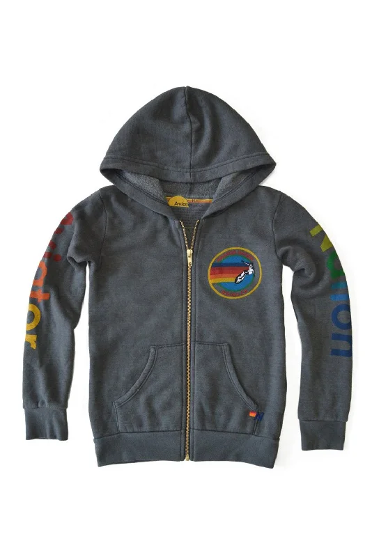 KID'S AVIATOR NATION ZIP HOODIE - VINTAGE CHARCOAL