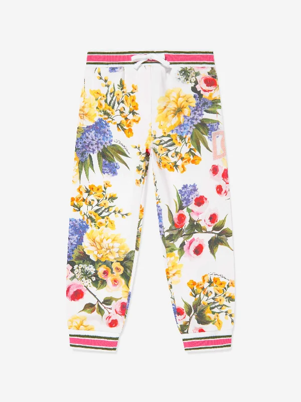 Dolce & Gabbana Girls Flower Print Joggers in Multicolour